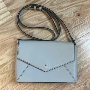 KATE SPADE Leather Envelope Crossbody Purse/Bag, Bone Color (Cream/Tan)